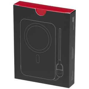 Powerbank SMART o pojemności 5000 mAh, wykonany z tworzywa sztucznego pochodzącego z recyklingu, ze smyczą na szyję