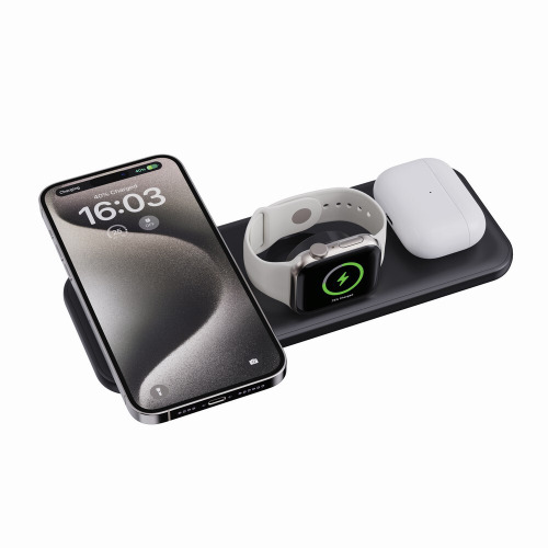 Ładowarka bezprzewodowa 3 w 1, 15W Urban Vitamin Torrance Czarny P309.5001 (4)