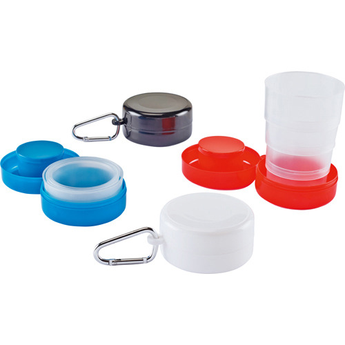 Składany kubek 200 ml z pojemniczkiem na tabletki / Foldcup Czarny IP26027911 (2)