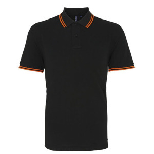 Koszulka Polo Męska Klasyczna Bawełniana Czesana - Black & Red