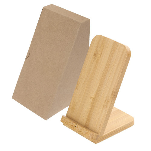 Bambusowa ładowarka bezprzewodowa 10W B'RIGHT, stojak na telefon | Wilder Drewno V0349-17 (11)