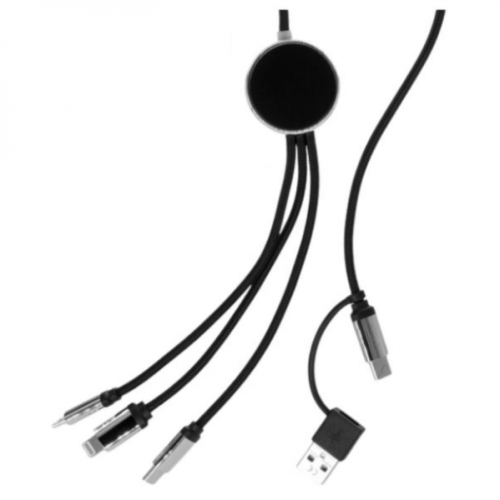 DŁUGI KABEL 4W1 Z PODŚWIETLANYM LOGO, W102TG Czarny EG058803 (2)