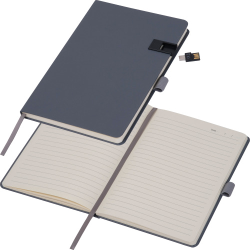 Notatnik A5 w linie z USB 16GB FRANCESCO Ciemnoszary 3539377 (10)