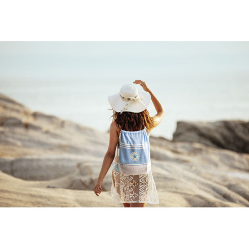 Ręcznik hammam z workiem Turkusowy MO2584-12 (4)