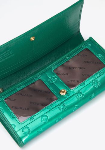 Damski portfel WITTCHEN skórzany lakierowany z monogramem Zielony WITT34-1-052 (2)