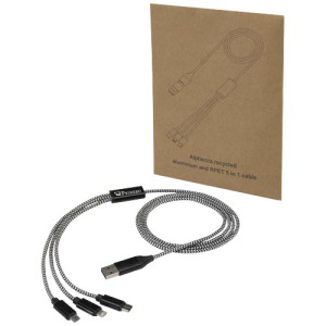 Alphecca - kabel ładujący 5 w 1 wykonany z recyklingowanego aluminium i tworzywa RPET  