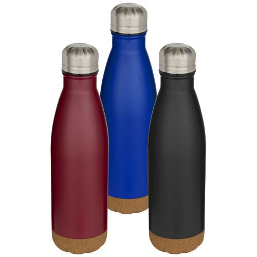 Cove butelka na wodę o pojemności 500 ml ze stali nierdzewnej z podwójnymi ściankami i izolacją próżniową oraz detalami korkowymi Czarny 10089290 (3)