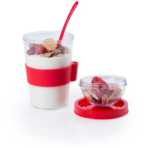 Pudełko śniadaniowe 420 ml, łyżeczka Czerwony V7962-05 (2)