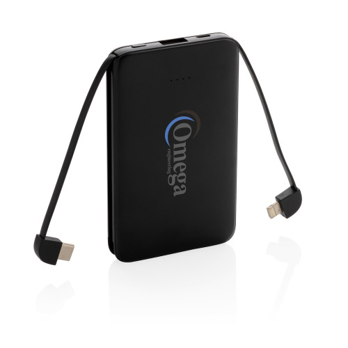 Power bank 5000 mAh, zintegrowany kabel 3 w 1 Czarny P322.081 (6)