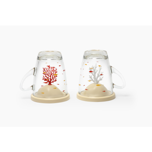 Kubek z podstawką Coral Biały QL10322-CR-WH (2)