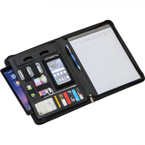 Folder A4 z notatnikiem w linie i kieszenią na tablet GASPARE Czarny 2063003 (2)