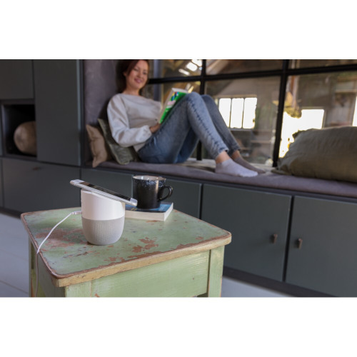 Domowy głośnik bezprzewodowy 5W, ładowarka bezprzewodowa 5W Biały, srebrny P328.123 (15)