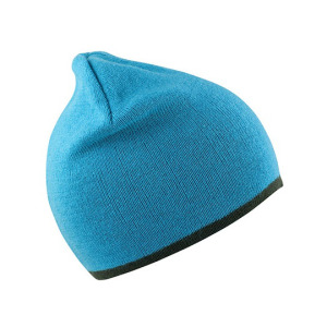 Czapka Dwustronna Akrylowa Bez Mankietu - Aqua & Grey