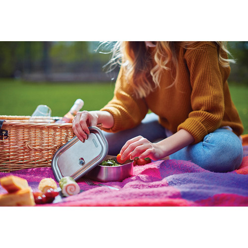 Duże pudełko śniadaniowe ze stali nierdzewnej 3 w 1 Black+Blum Zielony P439.0033 (7)