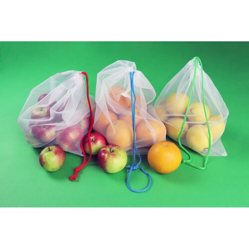 Zestaw woreczków na owoce i warzywa z rPET, 3 szt. biały V0783-02 (7)