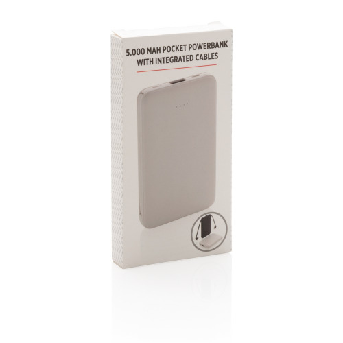 Power bank 5000 mAh, zintegrowany kabel 3 w 1 Biały P322.083 (11)