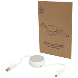 Alasia zwijany kabel do synchronizacji danych i szybkiego ładowania 5 w 1 45 W o długości 100 cm z tworzyw sztucznych i aluminium pochodzących z recyklingu Srebrny