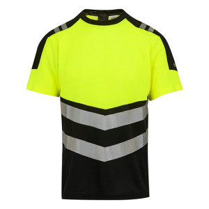 T-shirt Odblaskowy Bambusowy Odprowadzajacy Wilgoc - Black & Orange