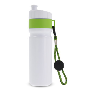 Bidon Sportowy Z Obwódka I Kolorowym Sznurkiem 750ml Biały / jasnozielony