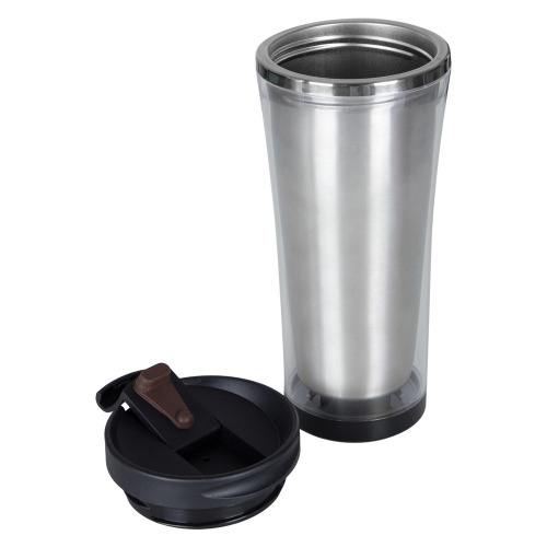 Kubek podróżny 400 ml, miejsce na kartkę z nadrukiem full colour Srebrny V4996-32 (2)
