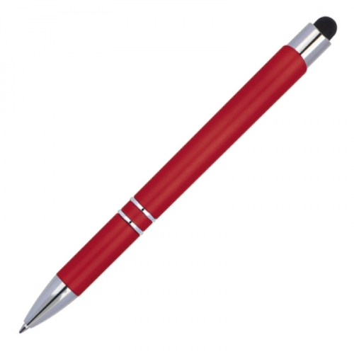 Długopis plastikowy touch pen z podświetlanym logo WORLD czerwony 089205 (5)