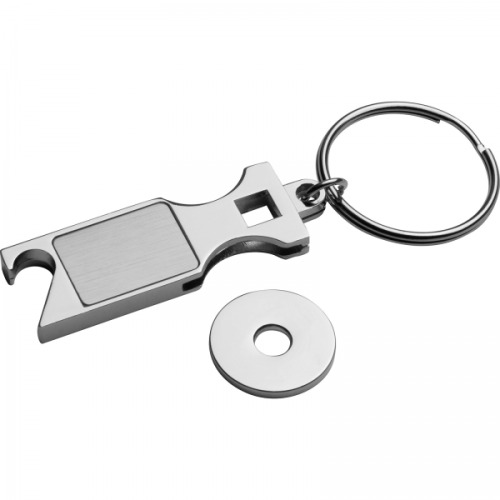 Brelok metalowy otwieracz do butelek z żetonem HILDE Szary 9036707 (3)