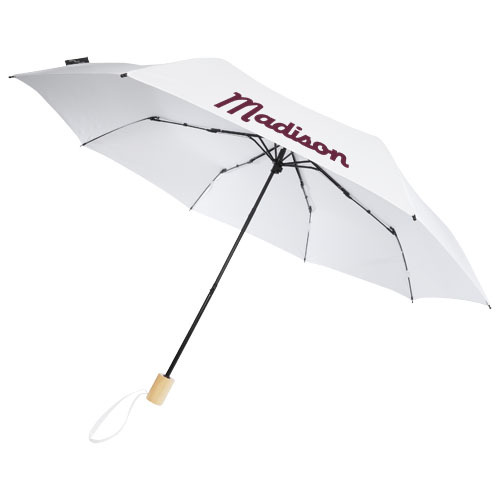Składany wiatroodporny parasol 51 cm z PET z recyklingu Birgit Biały 10914501 (1)