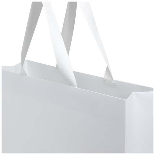 Torba papierowa Smartfold 210 g/m² z uchwytami ze wstążki i matowym laminowaniem – 42 x 12 x 35 cm Biały 1ZM02001 (3)