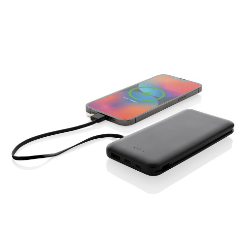 Power bank 10000 mAh Lockhart, zintegrowane kable Czarny P322.431 (2)