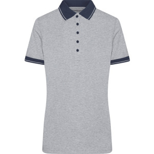Damska Koszulka Polo Slim Fit Melange - Blue Melange & Navy