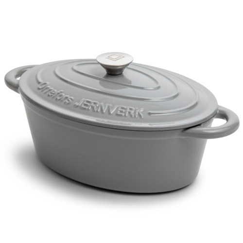 Orrefors Jernverk Emaliowana owalna patelnia żeliwna 3.5L Jasnoszary LT54010-N0062 