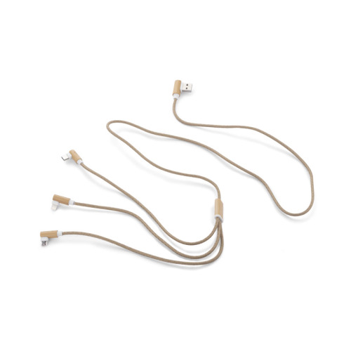 Kabel USB 3 w 1 FLAX Naturalny 09141-17 