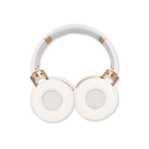 Składane bezprzewodowe słuchawki nauszne, bambusowe elementy biały V0190-02 (2)