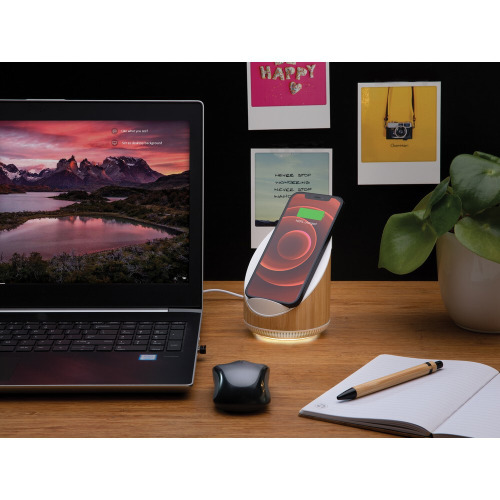 Głośnik bezprzewodowy 5W, szybka ładowarka bezprzewodowa 15W Brązowy P329.449 (6)