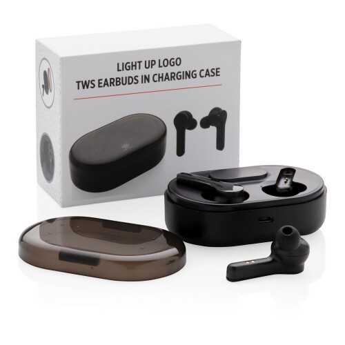 Bezprzewodowe słuchawki douszne TWS Light Up Logo czarny P329.181 (11)