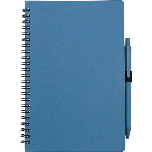 Notatnik ok. A5 ze słomy pszenicznej z długopisem niebieski V0238-11 (3)