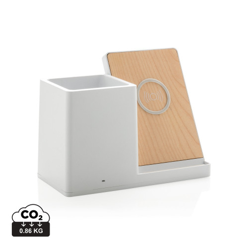 Ładowarka bezprzewodowa 10W, organizer na biurko Ontario Biały P308.403 (15)