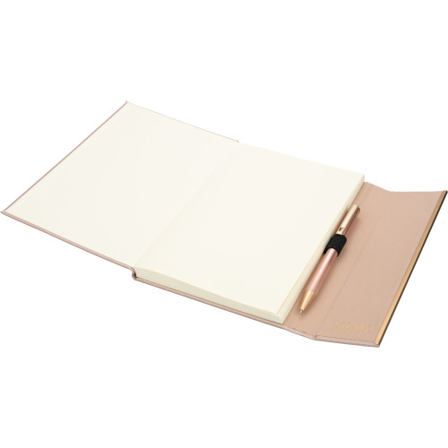 Notatnik A5 ze skóry z recyklingu, w linie z długopisem metalowym CrisMa MAGGIE Miedziany 2476395 (4)