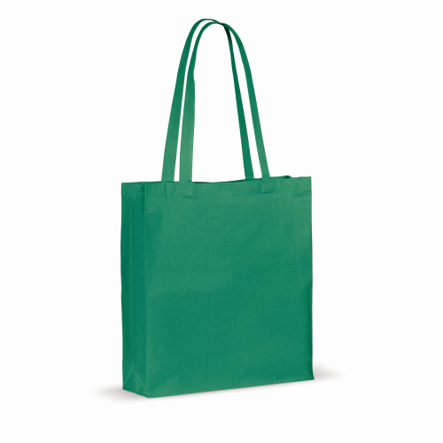 Torba z bawełny z recyklingu z dnem 140g/m² 38x10x42cm Ciemnozielony LT95242-N0030 