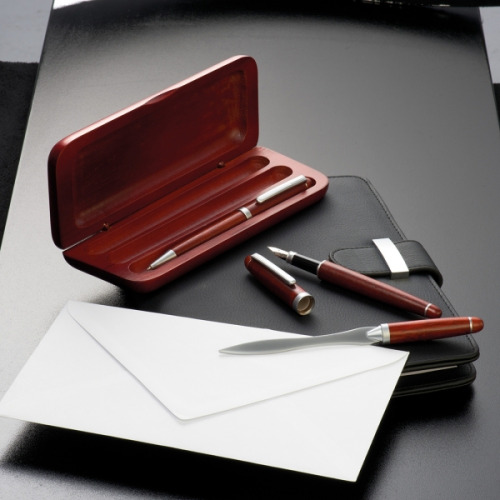 Zestaw piśmienniczy z drzewa różanego BANGKOK Brązowy 844101 (4)