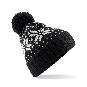 Czapka Klasyczna Akrylowa Wzor Fair Isle - Black & White