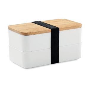 Lunch box z bambusową pokrywką biały
