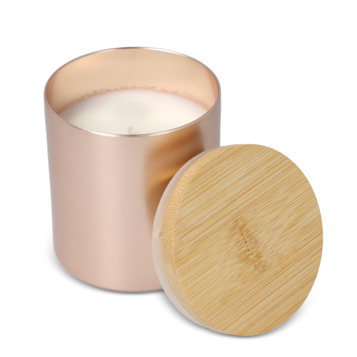 Świeca zapachowa Bhakti na bazie roślin w aluminiowym słoiku z recyklingu Różowe złoto LT90745-N0045 (1)