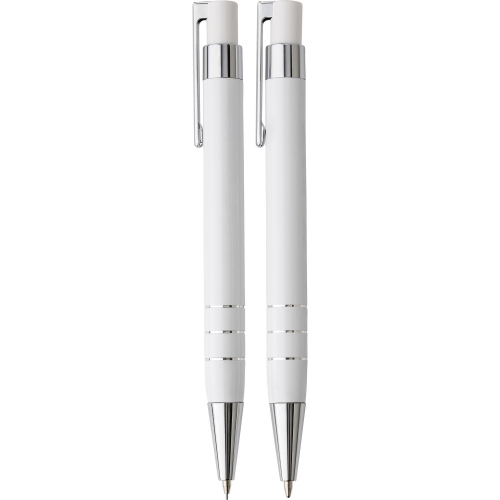 Zestaw piśmienny, ołówek mechaniczny i długopis biały V1559-02 
