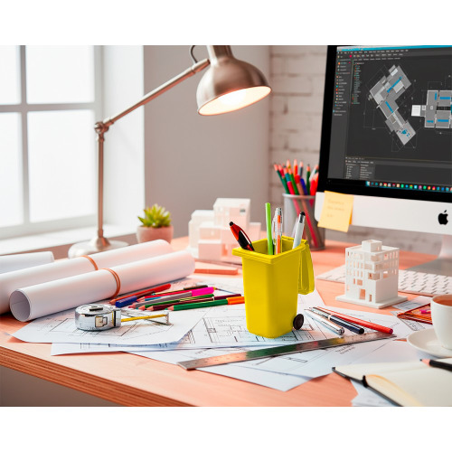 Pojemnik na przybory do pisania „kontener na śmieci” | Erco żółty VA079-08 (6)