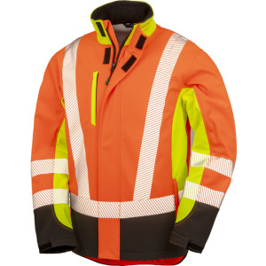 Kurtka Softshell Odblaskowa Oddychająca - Fluorescent Yellow & Fluorescent Orange & Black