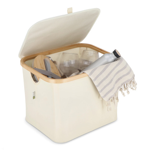 Składany kosz InSideOut z pokrywą Sogne 40,5 x 33 x 30cm rPET Ecru LT57104-N0054 (6)
