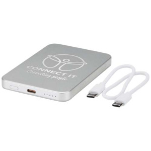 Powerbank Avis 5000 mAh z recyklingowanego aluminium posiadającego certyfikację RCS, z wbudowanym magnesem 
