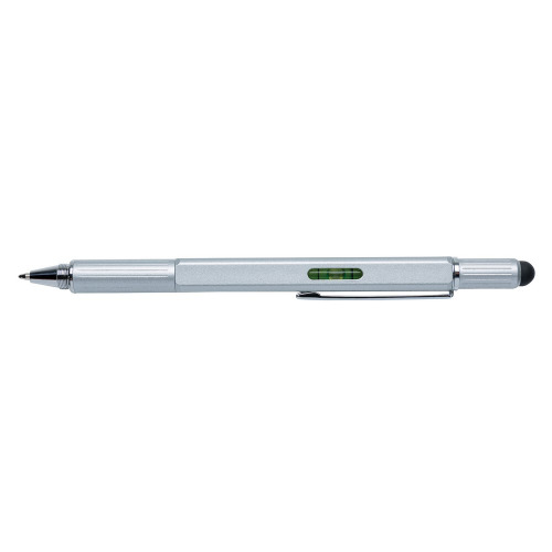 Długopis wielofunkcyjny, poziomica, śrubokręt, touch pen srebrny V1996-32 (6)