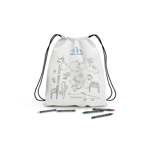 Worek ze sznurkiem do kolorowania, kredki | Rosemary Biały V7871-02 (5)